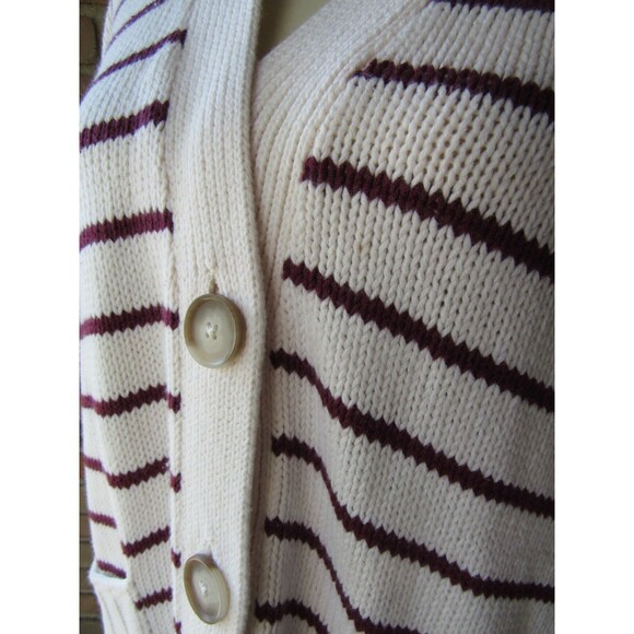 LOFT Cardigan Sweater XL Striped Pockets V-Neck Buttons Chunky 2021 Academia - Picture 4 of 14